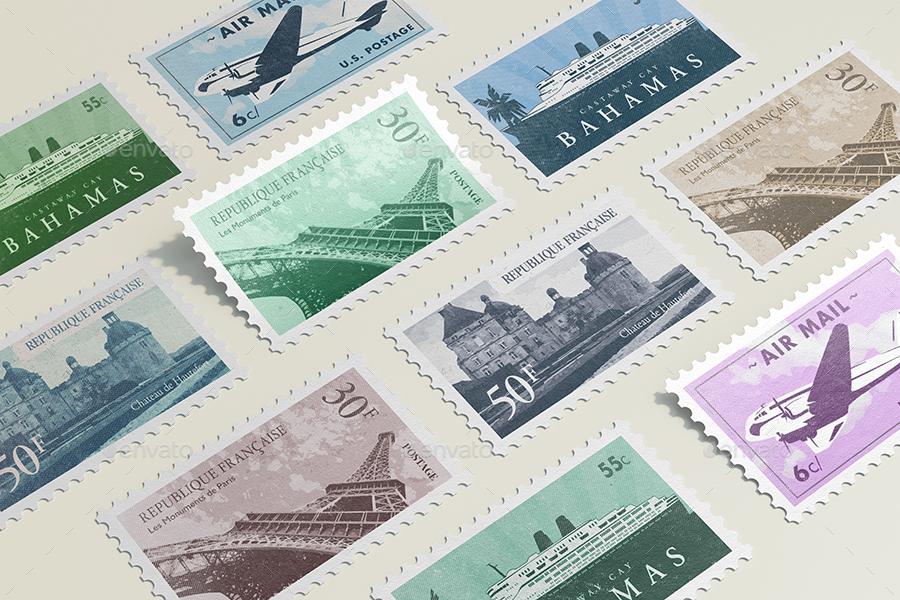 Postage Stamps Mock up.2, Graphics GraphicRiver